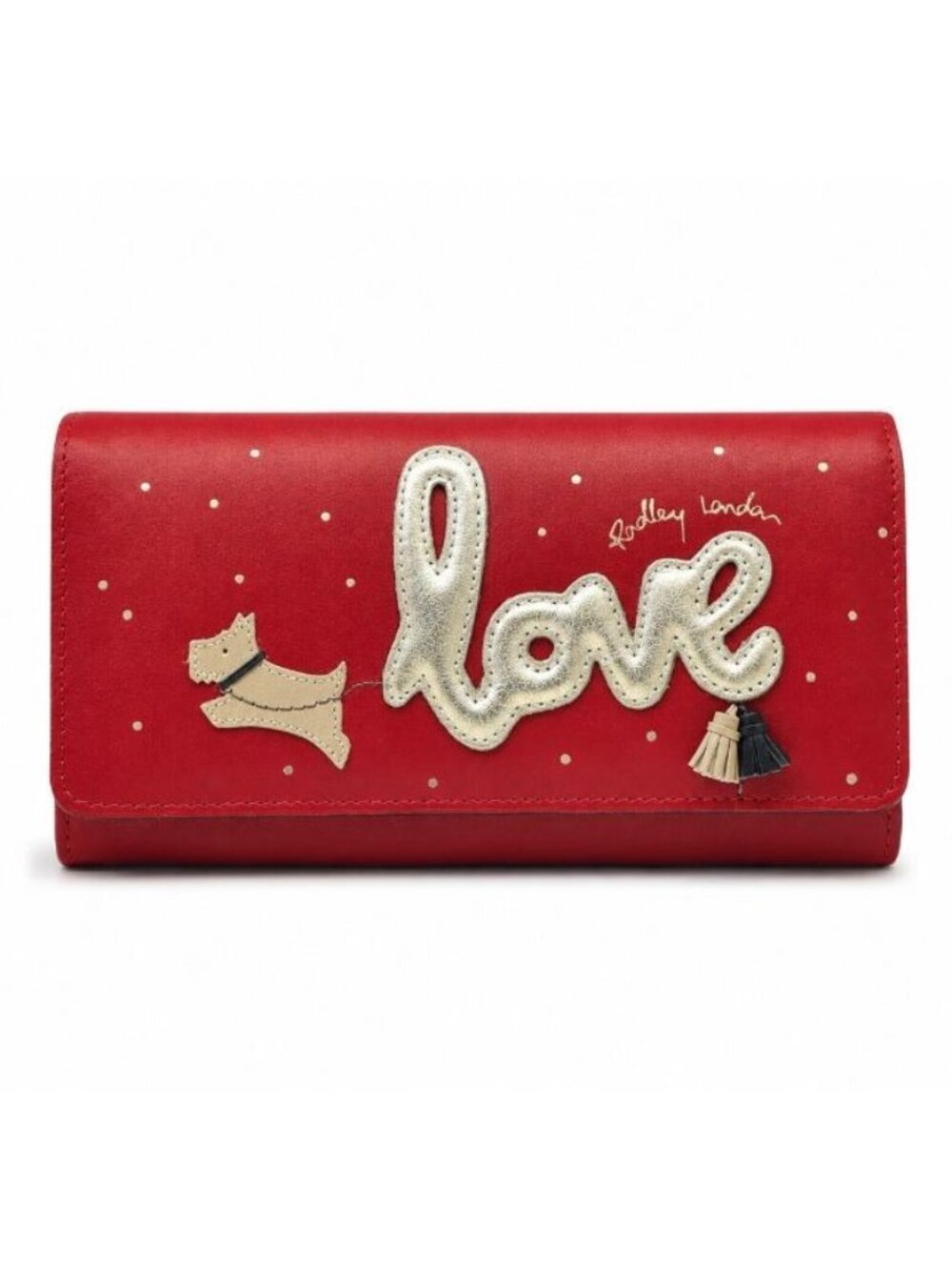 Radley London Love Is in the Air Red Leather Scottie Dog Flapover Wallet